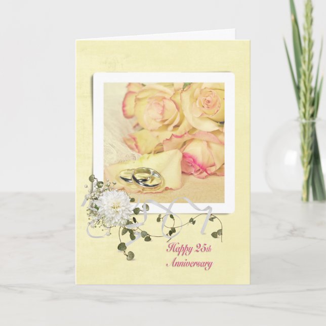 25th Wedding Anniversary Roses Card (Front)