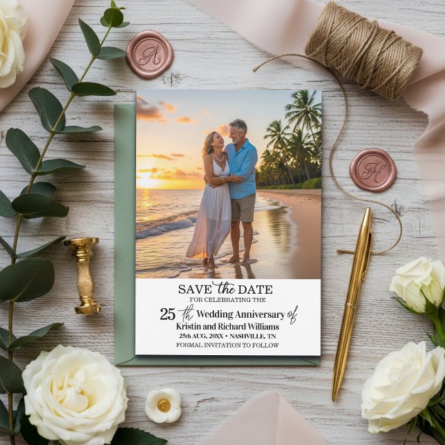 25th Wedding Anniversary Save the Date Photo Card (Creator Uploaded)