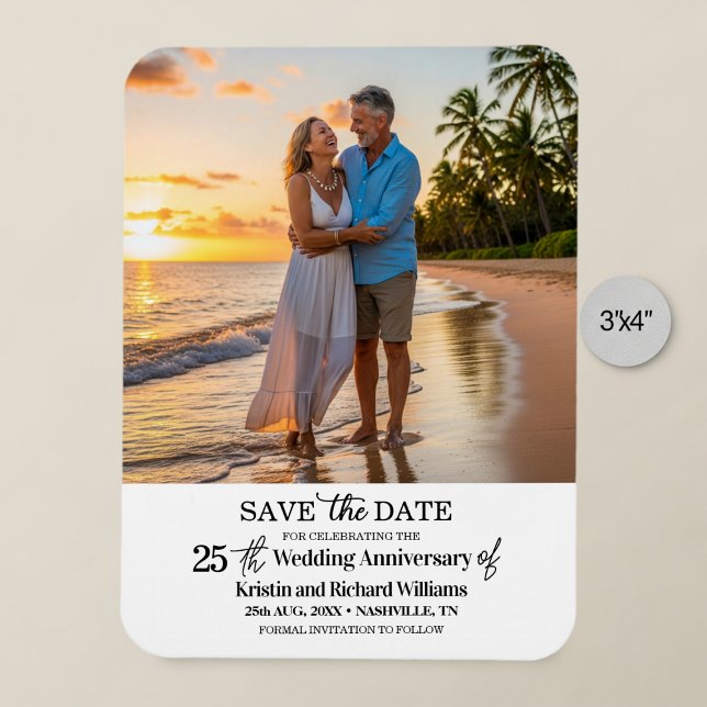 25th Wedding Anniversary Save the Date Photo Magnet (Creator Uploaded)