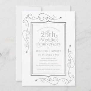 25th Wedding Anniversary Silger Frame Invitation