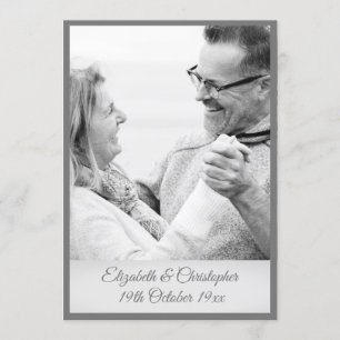 25th Wedding Anniversary Silver Black White Photo Invitation