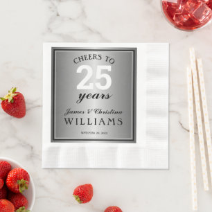25th Wedding Anniversary Silver Cheers 25 Years  Napkin