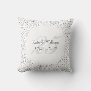 25th Wedding Anniversary Silver Confetti Cushion