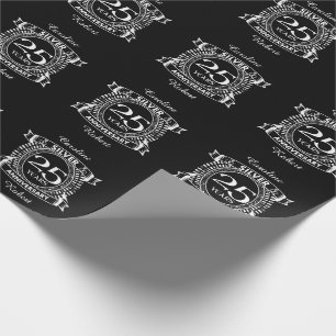 25th wedding anniversary silver crest wrapping paper