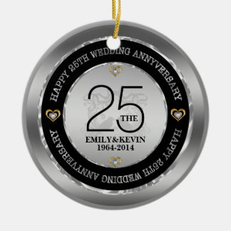25th Wedding Anniversary & Silver Design Ceramic Ornament