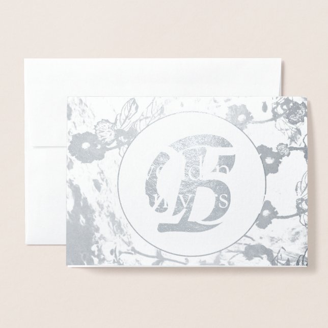 25th Wedding Anniversary Silver Foil Blank Card (Front With Envelope)