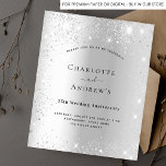 25th wedding anniversary silver glitter invitation<br><div class="desc">A modern,  elegant and minimalist wedding anniversary invitation.  Faux silver metallic looking background decorated with faux glitter dust. Personalize and add your names and party details. Black colored letters.</div>