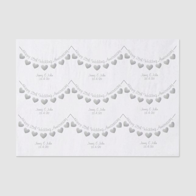 25th Wedding Anniversary Silver heart paper (Front)