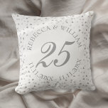 25th Wedding Anniversary Silver Hearts Confetti Cushion<br><div class="desc">25TH WEDDING ANNIVERSARY SILVER HEARTS CONFETTI CUSHION PILLOW. Personalised with your names in faux silver and a beautiful script "25" (or a monogram initial),  on a delicate silver hearts confetti background. Designed by Thisisnotme©</div>