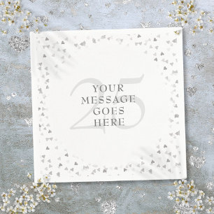 25th Wedding Anniversary Silver Hearts Confetti Napkin