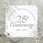 25th Wedding Anniversary Silver Hearts Confetti Square Sticker<br><div class="desc">Featuring delicate silver hearts. Personalise with your special twenty-five years silver anniversary information in chic silver lettering. Designed by Thisisnotme©</div>