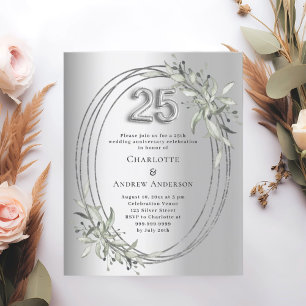 25th wedding anniversary silver invitation
