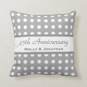 25th Wedding Anniversary Silver Polka Dots B24 Cushion