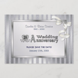 25th Wedding Anniversary - Silver Save The Date