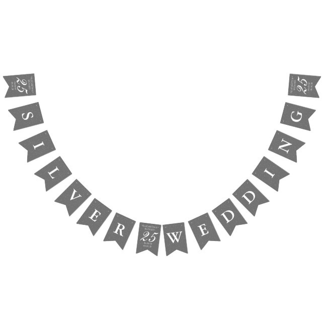 25th Wedding Anniversary Silver Stardust Confetti Bunting (All)