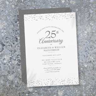 25th Wedding Anniversary Silver Stardust Confetti Invitation