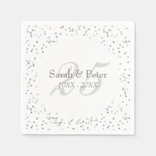 25th Wedding Anniversary Silver Stardust Confetti Napkin