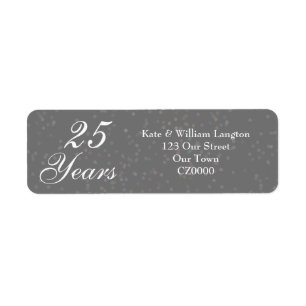 25th Wedding Anniversary Silver Stardust Confetti Return Address Label