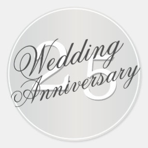 25th Wedding Anniversary Silver Toned Sticker