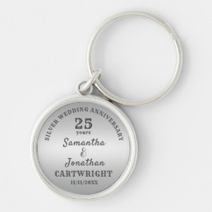 25th WEDDING ANNIVERSARY Silver Wedding Editable Key Ring