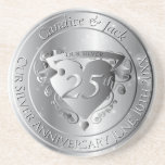 25th Wedding Anniversary Silvery Heart Coaster<br><div class="desc">Looking for that romantic design for their 25th wedding anniversary milestone? With a touch of retro 50's and silvery highlights? Then perhaps my original heart emblem marking the day on coasters will be just the gift you're looking for!</div>