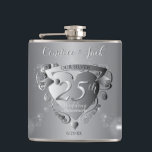 25th Wedding Anniversary Silvery Heart  Hip Flask<br><div class="desc">Looking for that romantic design for their 25th wedding anniversary milestone? With a touch of retro 50's and silvery highlights? Then perhaps my original heart emblem marking the day on coasters will be just the gift you're looking for!</div>