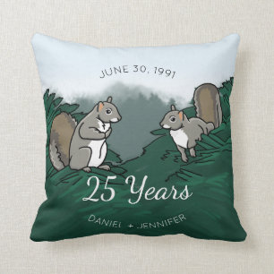 25th Wedding Anniversary Squirrels Cushion