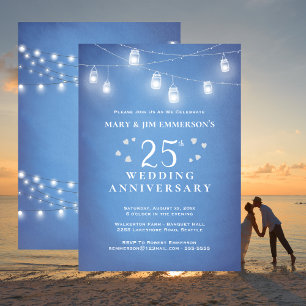 25th Wedding Anniversary String Lights Invitation