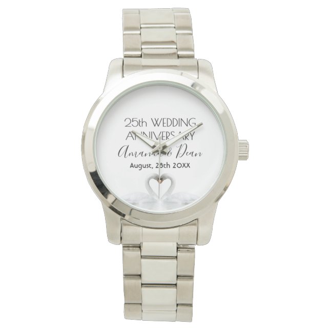 25th wedding anniversary swans white names watch (Front)