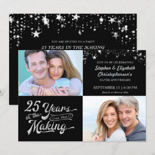 25th Wedding Anniversary Then & Now Photos Stars Invitation