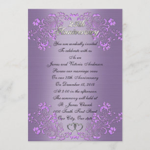 25th Wedding anniversary vow renewal Lavender Invitation