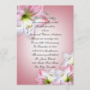 25th Wedding anniversary vow renewal pink amarylis Invitation