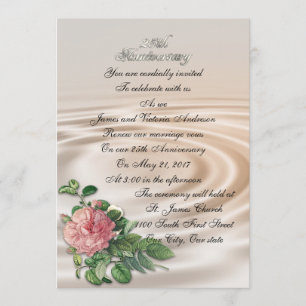 25th Wedding anniversary vow renewal vintage rose Invitation