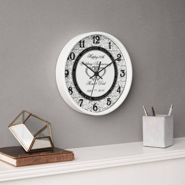 25th Wedding Anniversary Wall Clock (Office)