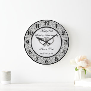 25th Wedding Anniversary Wall Clock