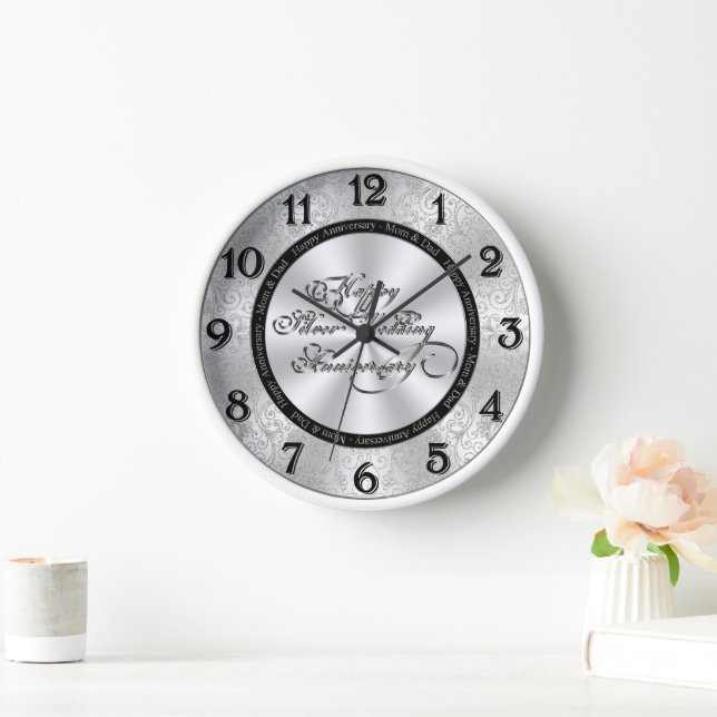 25th Wedding Anniversary Wall Clock (Home)