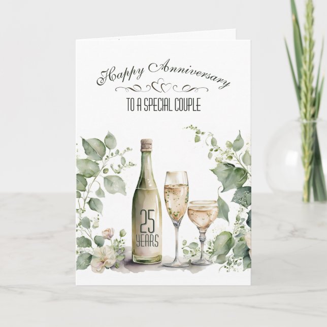 25th Wedding Anniversary Wine and Ivy   Card (Front)