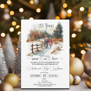 25th Wedding Anniversary Winter Landscape Romantic Invitation