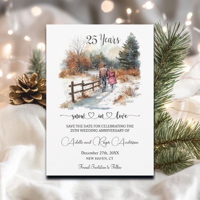25th Wedding Anniversary Winter Landscape Romantic Save The Date (Creator Uploaded)