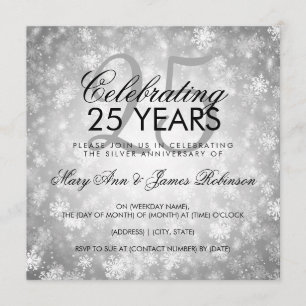 25th Wedding Anniversary Winter Wonderland Silver Invitation
