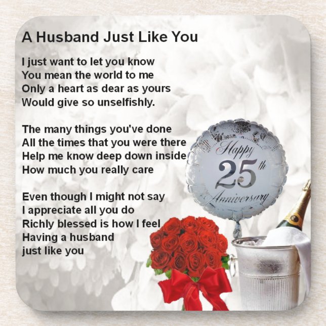 25th wedding husband poem coaster (Front)