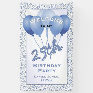 25th Welcome Blue/White Random Number Pattern Banner