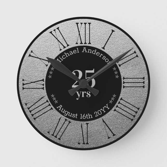 25yrs Retirement or Anniversary Personalized Round Clock (Front)