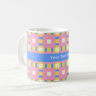 26038B Geometric Square Medallion Pink Yellow Blue Coffee Mug