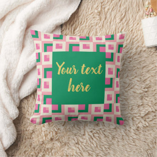 26039A Geometric Pinwheel Block Pattern Pink Green Cushion