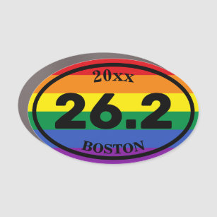 26.2 Custom Marathon Finisher Rainbow LGBT Oval Car Magnet
