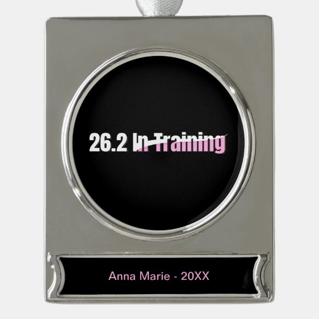 26.2 in Training - Girls Marathon Running Silver Plated Banner Ornament (Front)
