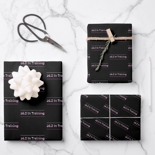 26.2 in Training Marathon Running Typography Wrapping Paper Sheet (Front)