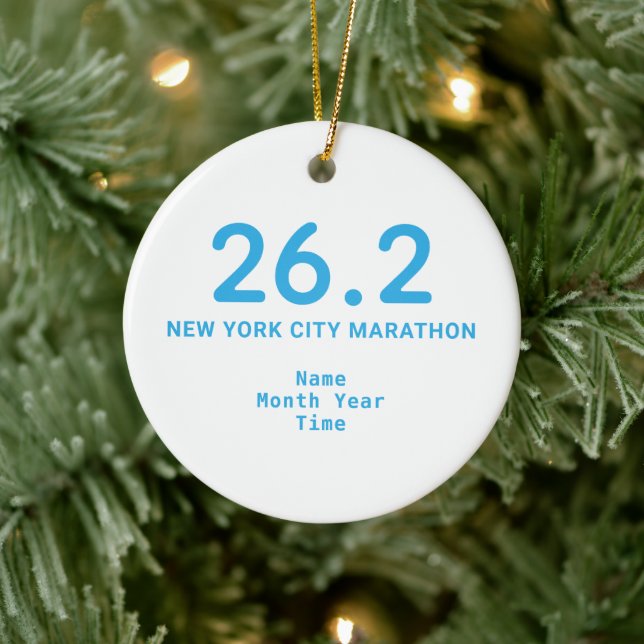 26.2 Marathon Runner Personalised Blue Ceramic Ornament (Tree)