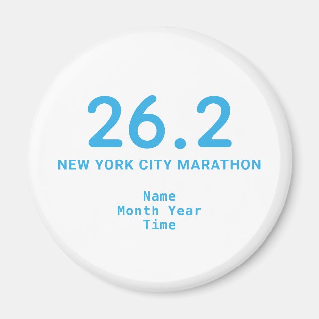 26.2 Marathon Runner Personalised Blue Magnet (Front)
